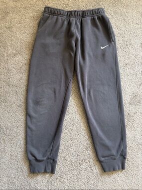 Nike Dark Gray Fleece Joggers with White Swoosh